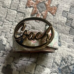 Coach Signature Logo Belt with Gold Buckle SMALL